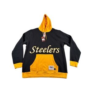 Mitchell Ness Pittsburgh‎ Steelers Hoodie Mens 5XL Colorblock Black Pullover VTG